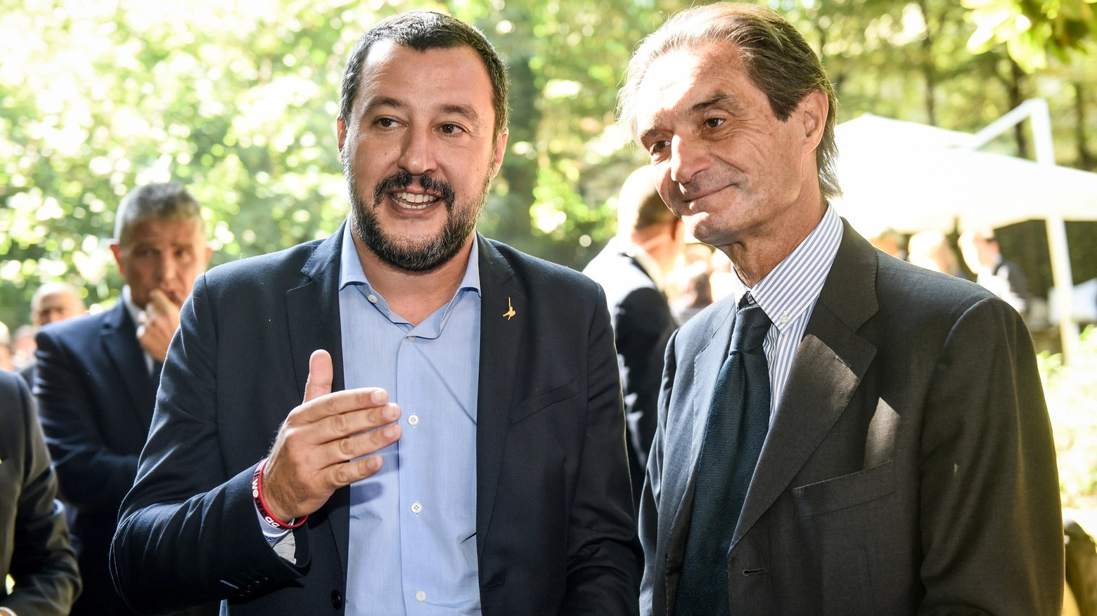 Il governatore Attilio Fontana con il leader della Lega Matteo Salvini (LaPresse)