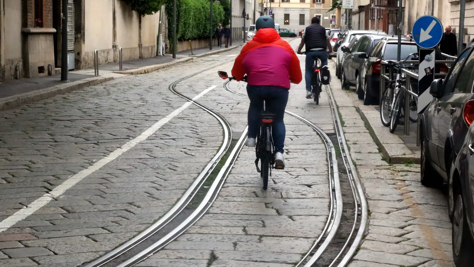 Binari del tram in disuso a Milano