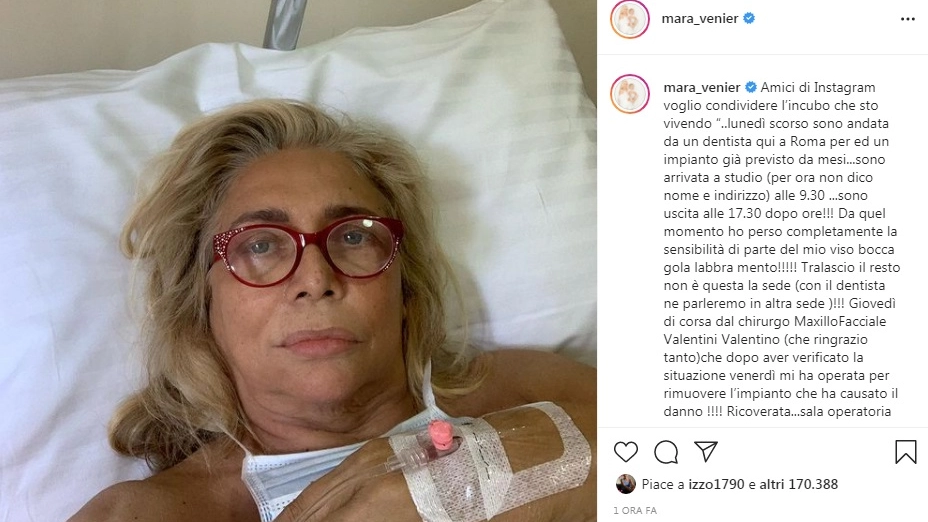 Mara Venier in ospedale (foto Instagram)