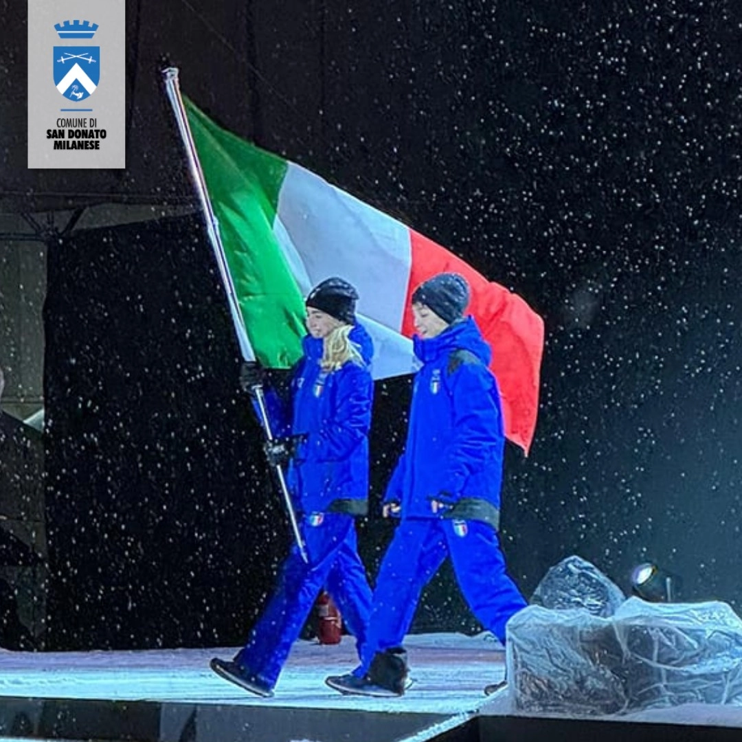 Zoe Bianchi e Pietro Rota, i due 14enni di San Donato portabandiera degli Azzurri alle Olimpiadi giovanili in Corea (Foto Facebook Comune di San Donato )