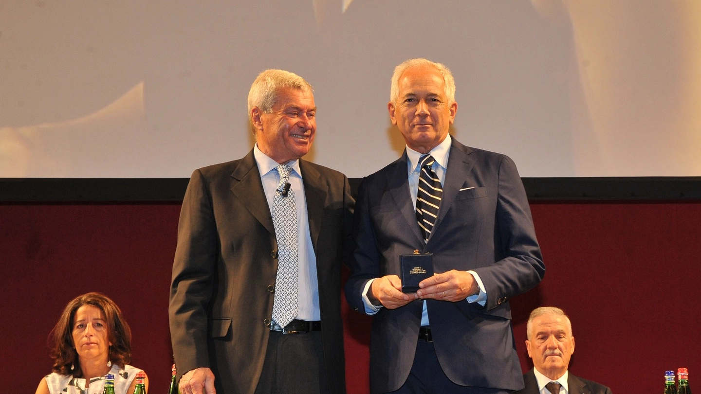 Carlo Sangalli con il direttore del Giorno, Giuliano Molossi