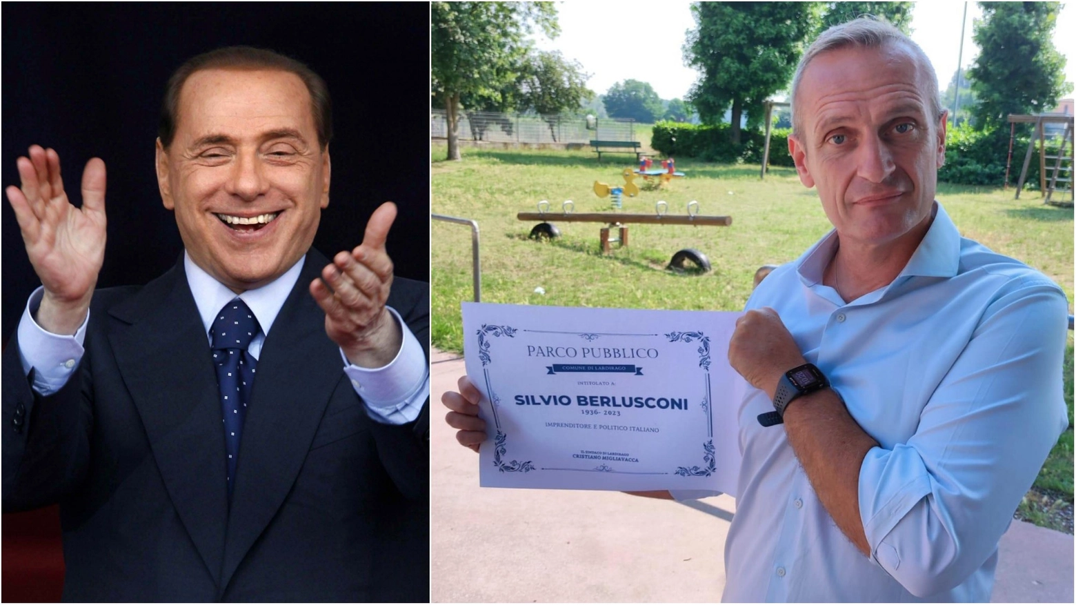 Silvio Berlusconi e Cristiano Migliavacca, sindaco di Lardirago