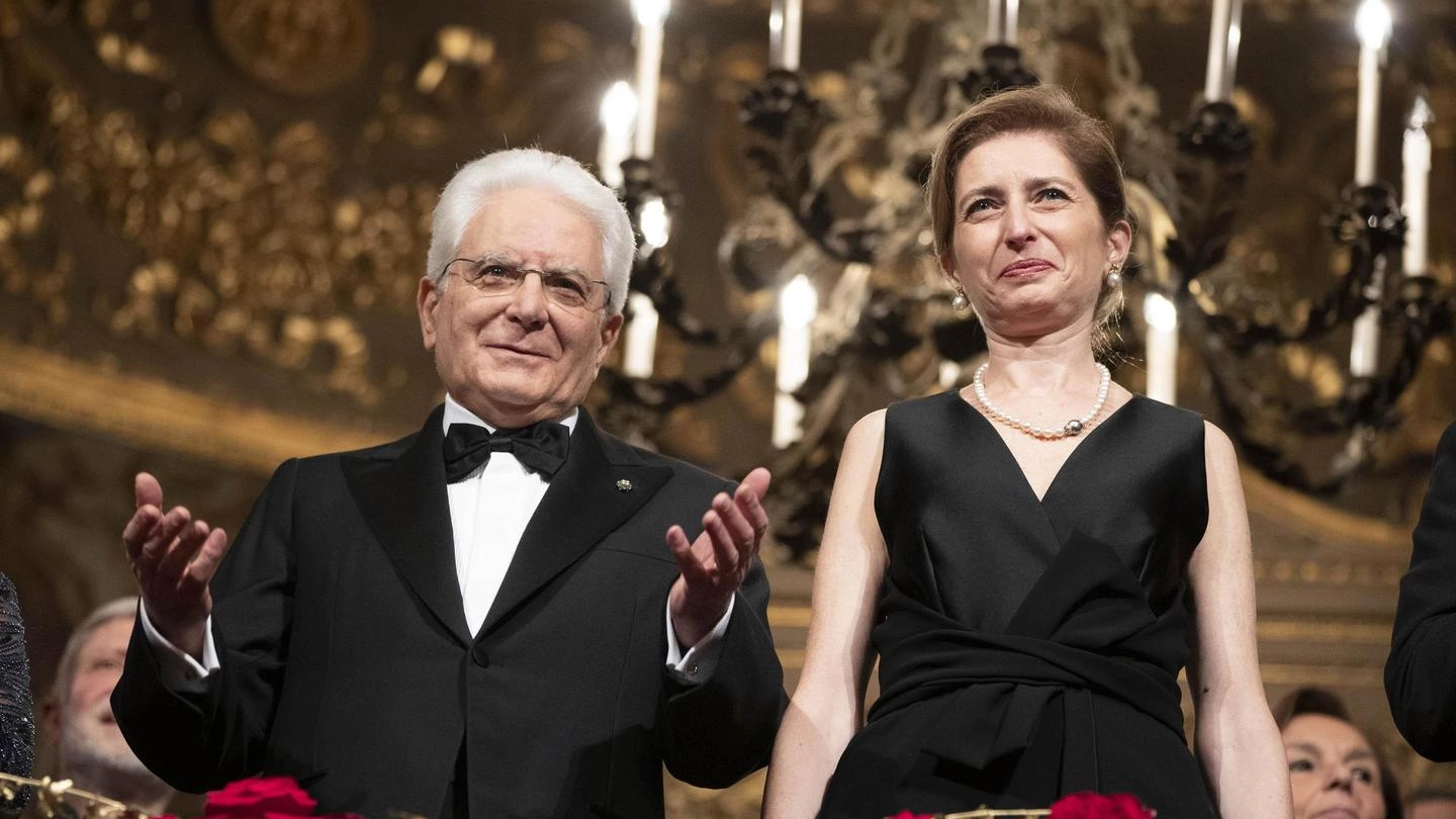 Presidente della Repubblica Sergio Mattarella e la figlia Laura  in occasione della Tosca