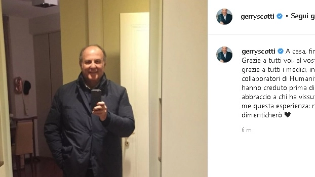 Gerry Scotti tornato a casa (Instagram)