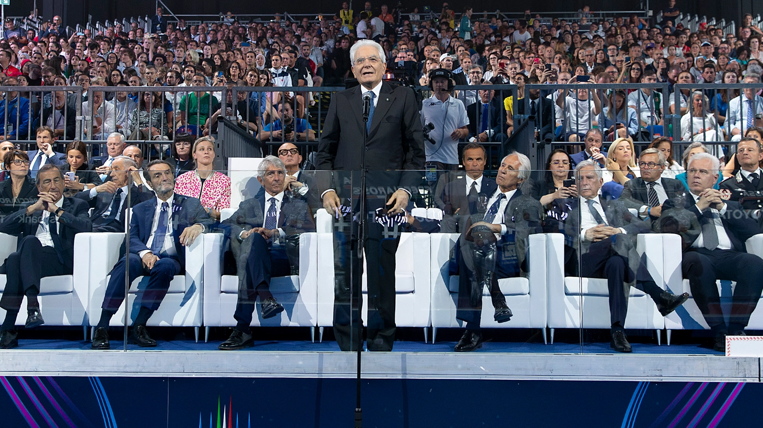 Il presidente della Repubblica Sergio Mattarella dichiara aperti i Mondiali di Scherma a Milano Il presidente della Repubblica Sergio Mattarella dichiara aperti i Mondiali di Scherma a Milano