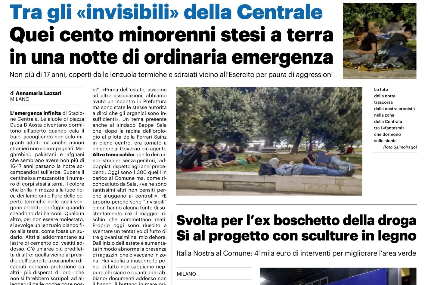 L’articolo uscito domenica 10 settembre su Il Giorno con il viaggio in Centrale