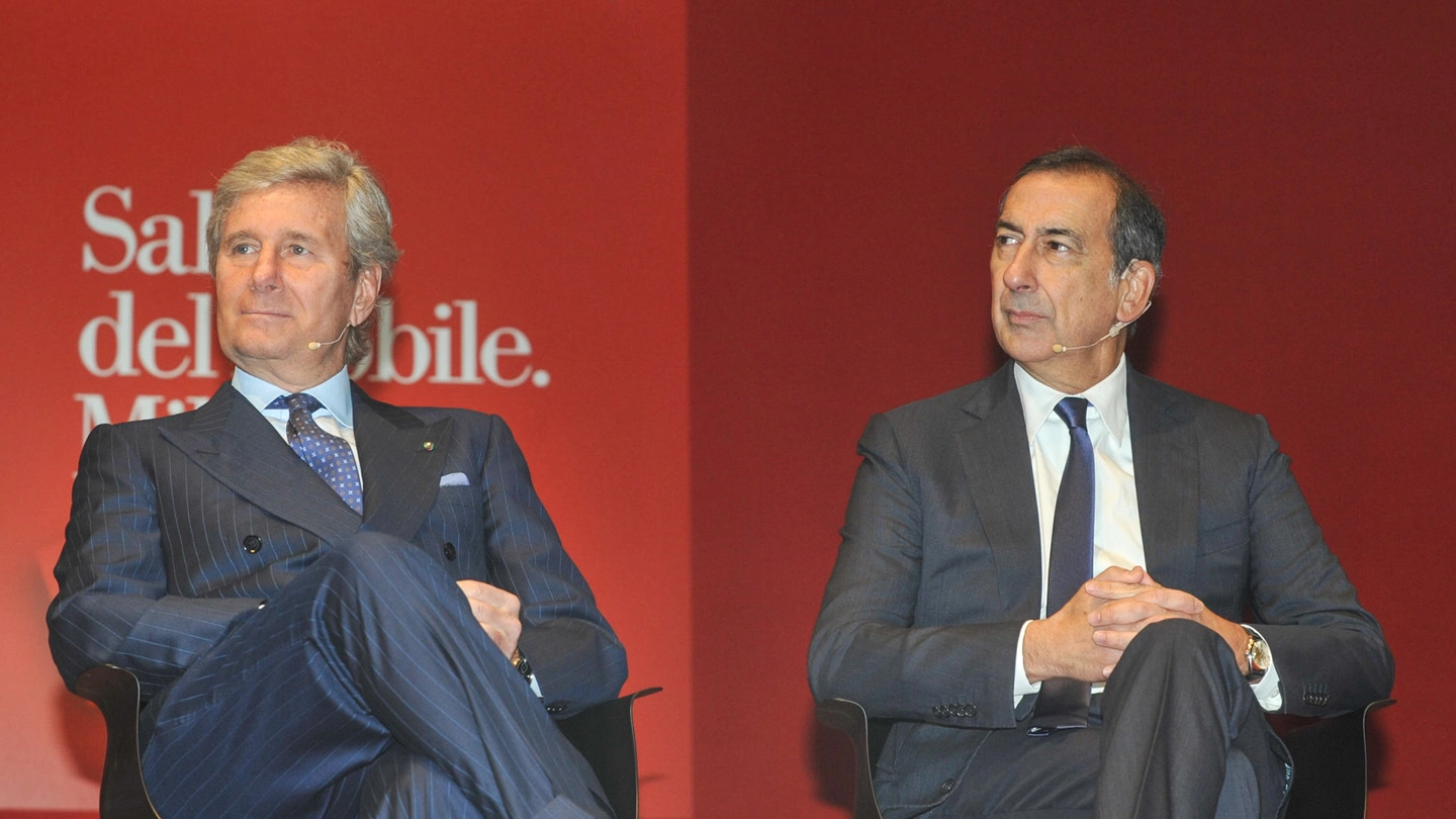 Claudio Luti e Beppe Sala alla presentazione del Salone del Mobile