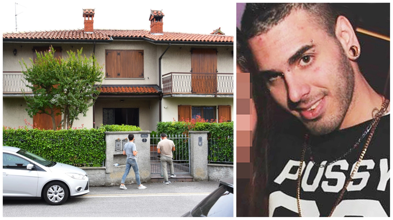 La villa del delitto, a Cavernago. A destra Federico Gaibotti, 30 anni, accusato dell'omicidio del padre