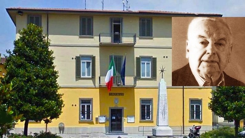 Il municipio di Fornovo, nel riquadro l'ex sindaco Carlo Nicoli