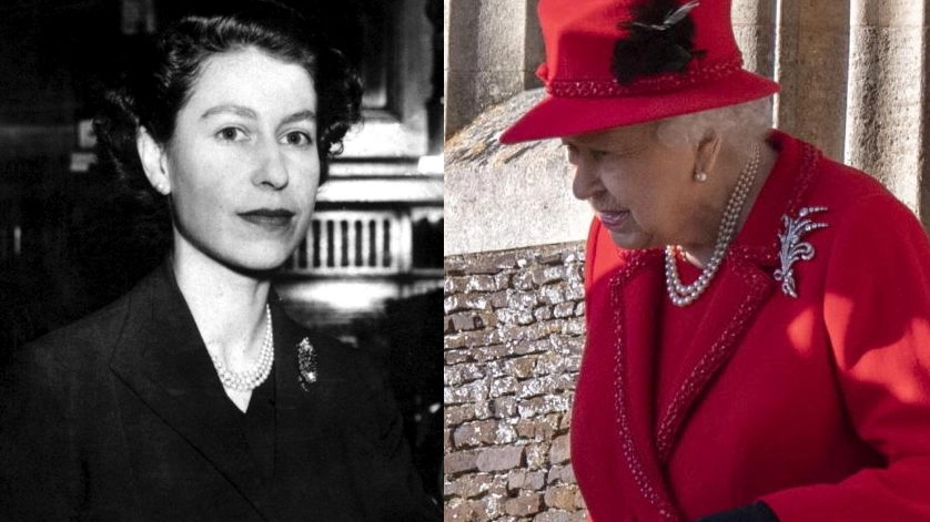 La regina Elisabetta II nel 1952, e nel 2020  