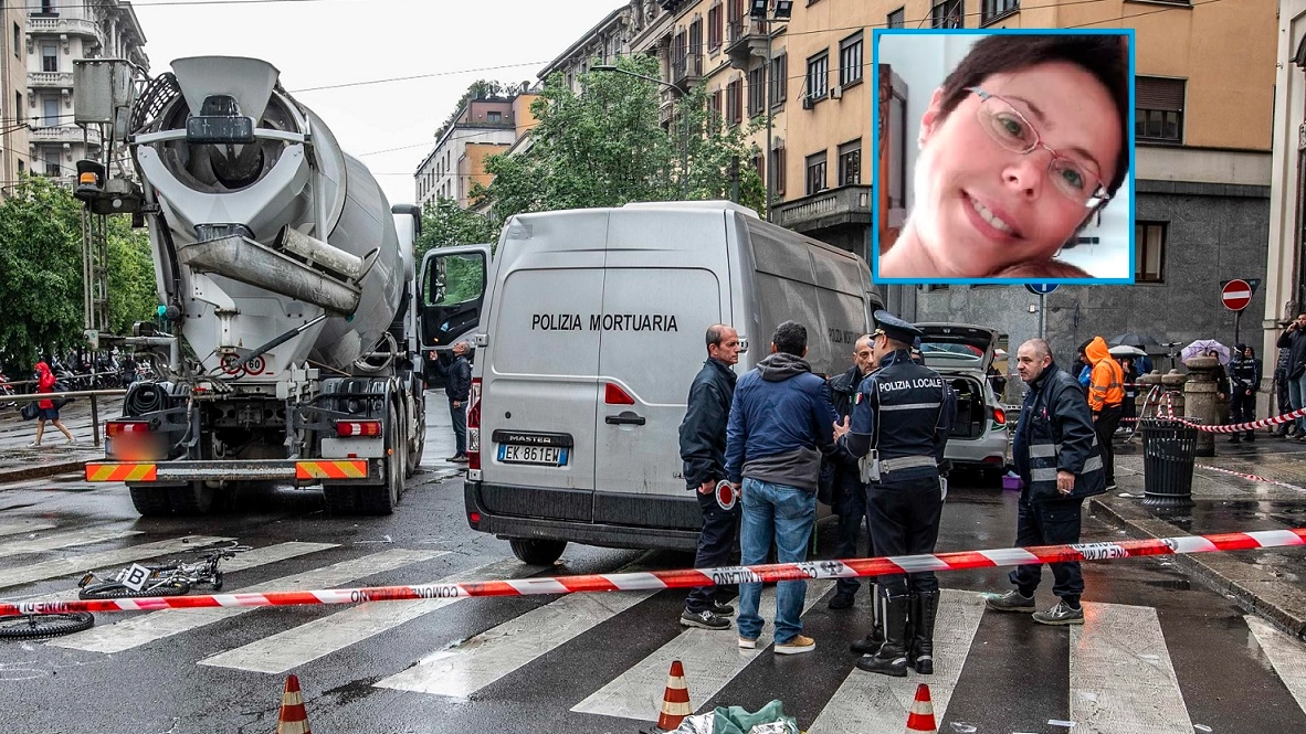 Investimento ciclista Milano Corso di Porta Vittoria 6, nel riquadro la vittima Cristina Scozia