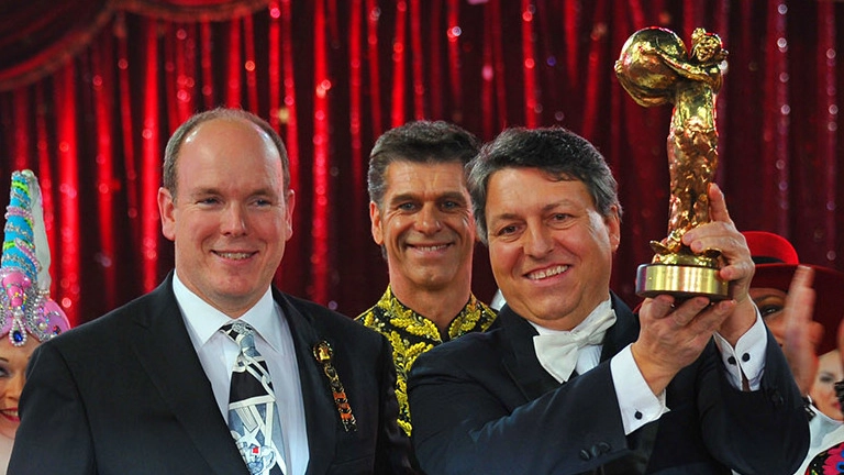Flavio Togni nel 2011, quando riceve il Clown d’Oro al Festival del circo di Montecarlo
