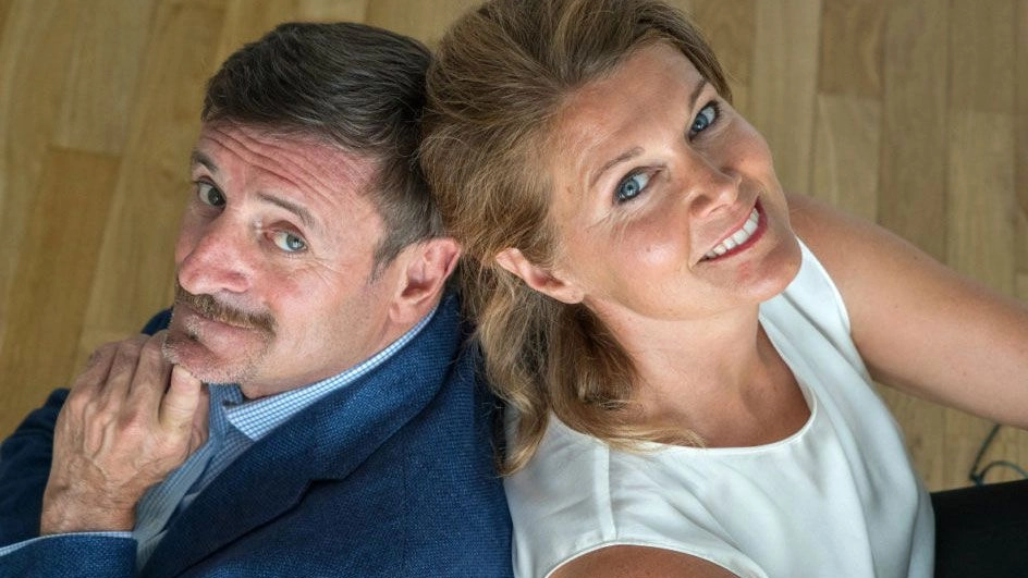 Giacomo Poretti, 68 anni, con la moglie attrice e psicologa Daniela Cristofori, 58 anni