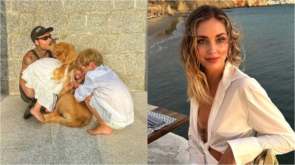 Fedez con i figli Vittoria e Leone, e il cane Silvio. A destra Chiara Ferragni (Foto profili Instagram) Fedez con i figli Vittoria e Leone, e il cane Silvio. A destra Chiara Ferragni (Foto profili Instagram)