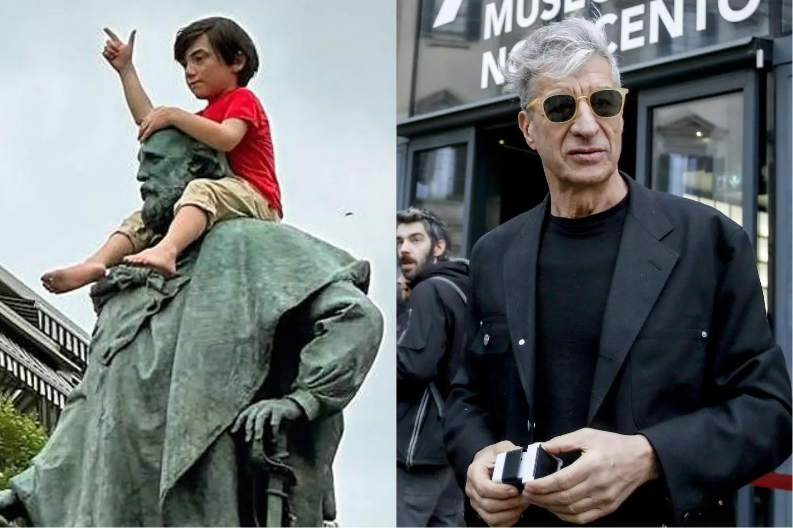 Maurizio Cattelan, provocazione d’arte (e choc): dai fantocci impiccati a Milano al bambino con la ‘pistola’ sulle spalle di Garibaldi a Bergamo