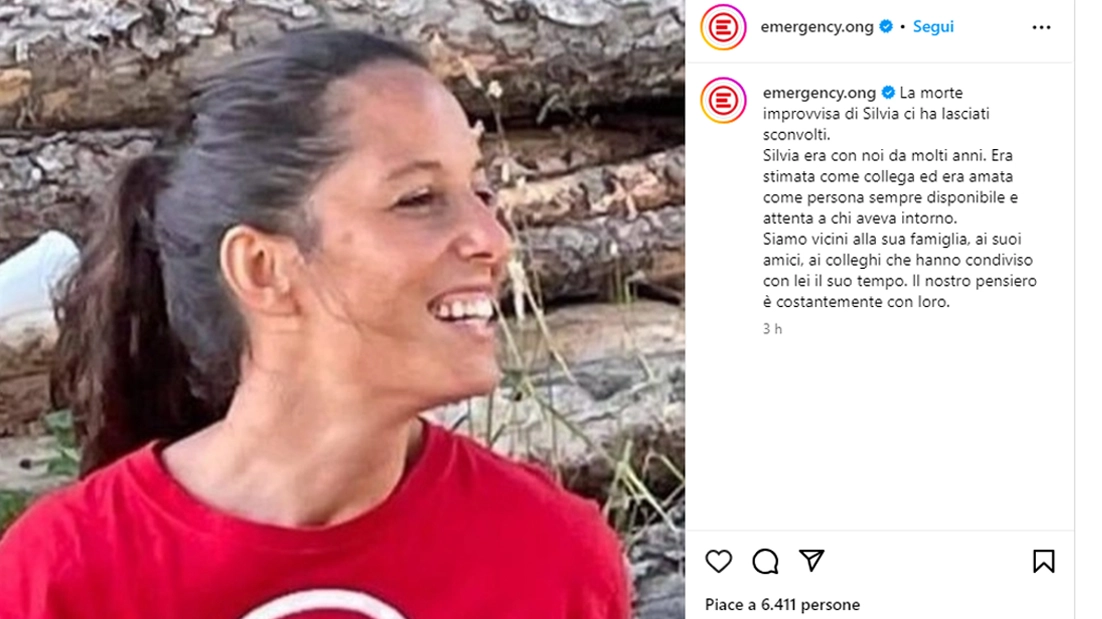 La pagina Instagram con cui Emergency annuncia la scomparsa di Silvia Longatti