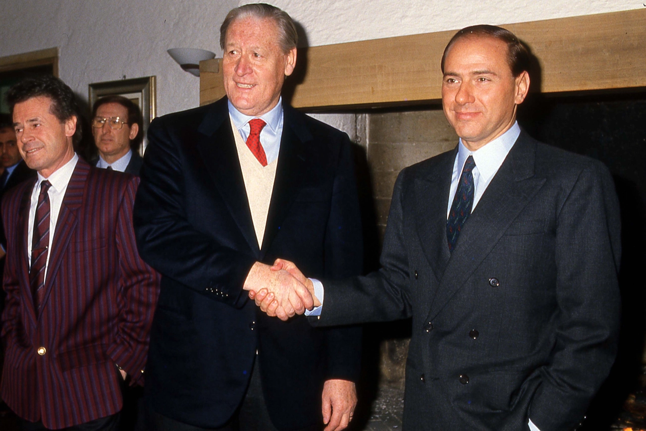 Niels Liedholm assieme a Silvio Berlusconi