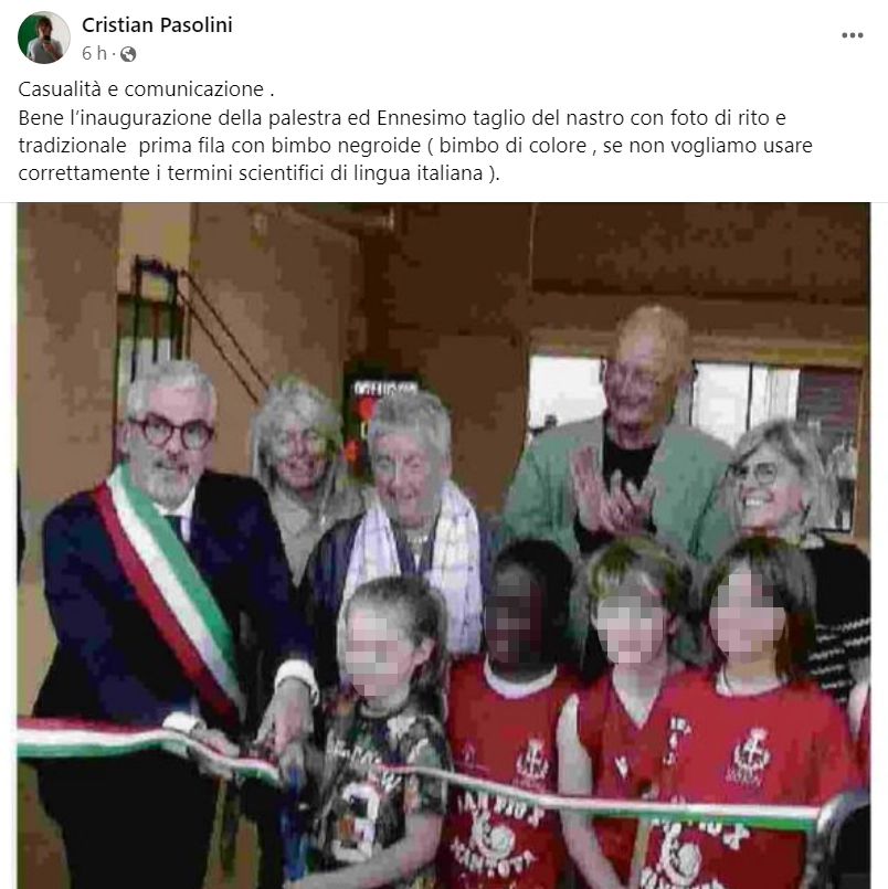 Il post pubblicato su Facebook da Pasolini