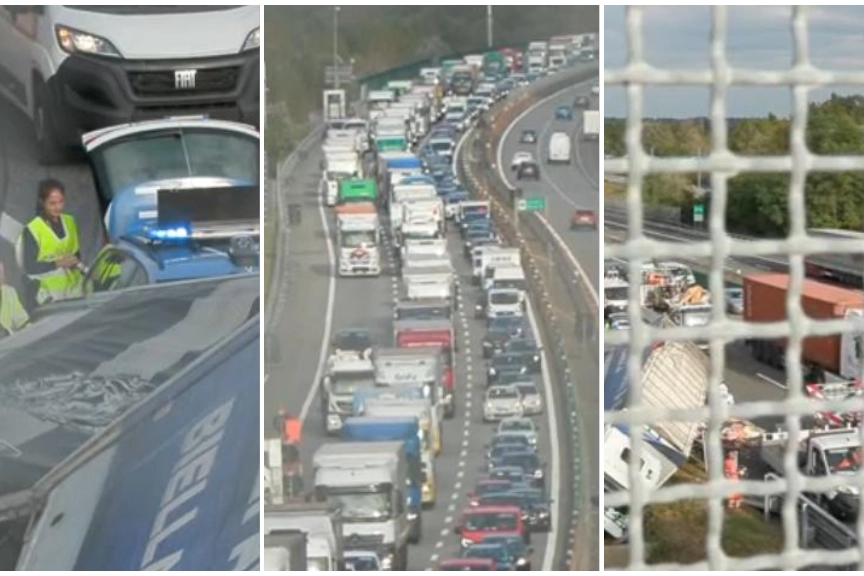 L'incidente ha visto coinvolti due tir finiti fuori strada sulla A4: lunghissime le code