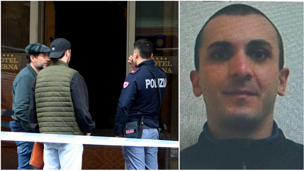 Polizia nel luogo dove è avvenuto l'aggressione, a destra, Emanuele De Maria Polizia nel luogo dove è avvenuto l'aggressione, a destra, Emanuele De Maria