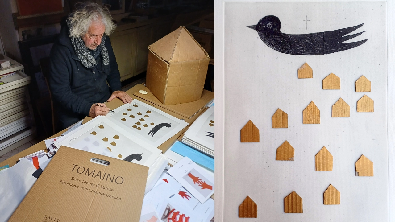Roberto Tomaino e una delle grafiche realizzate in 40 copie Roberto Tomaino e una delle grafiche realizzate in 40 copie