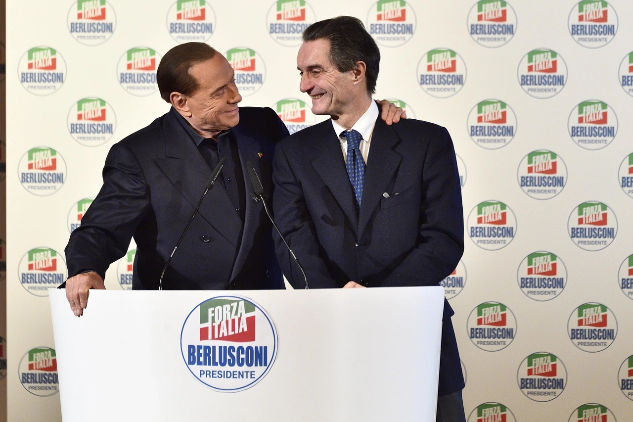 Silvio Berlusconi e Attilio Fontana (Ansa)