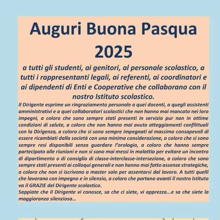 La lettera scritta dal preside Pietro Michele Dursi
