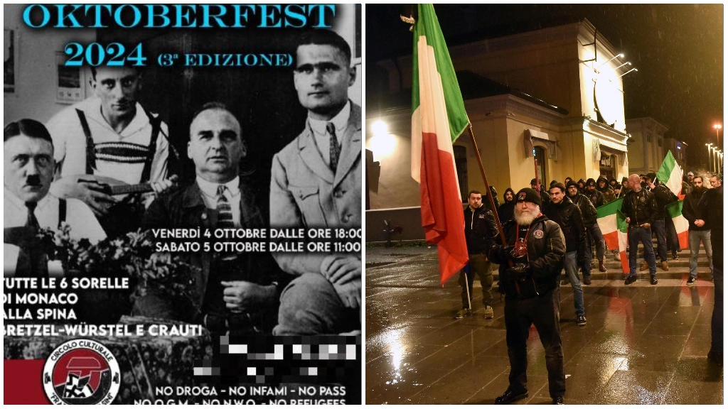 La locandina della manifestazione organizzata da Do.Ra. e, a destra, una manifestazione dei militanti dei dodici raggi