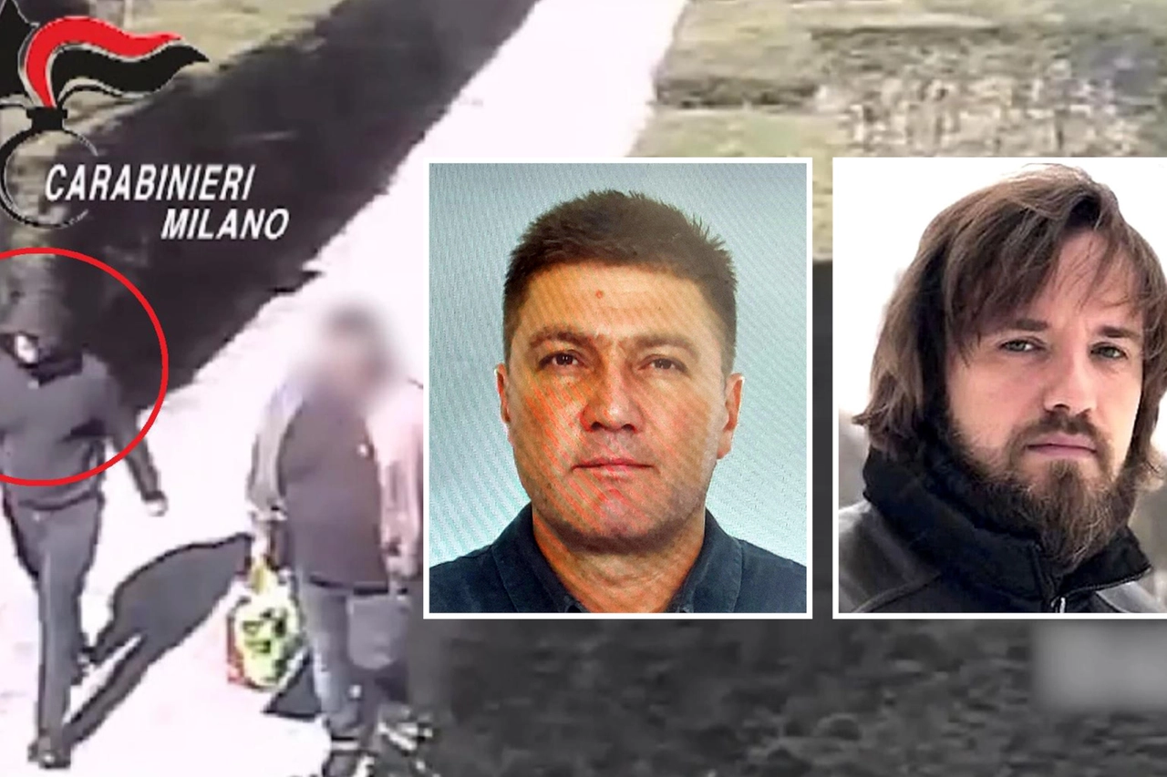 Un frame del video della fuga dagli arresti domiciliari di Basiglio. Nei riquadri Dmitry Chirakadze (a sinistra) e Artem Uss