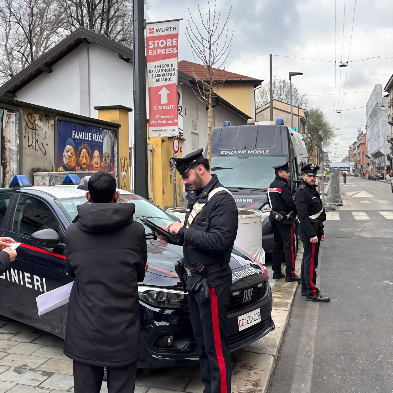 Controlli dei carabinieri in via Padova: nel quartiere a nord di Loreto è stato rafforzato il presidio di sicurezza