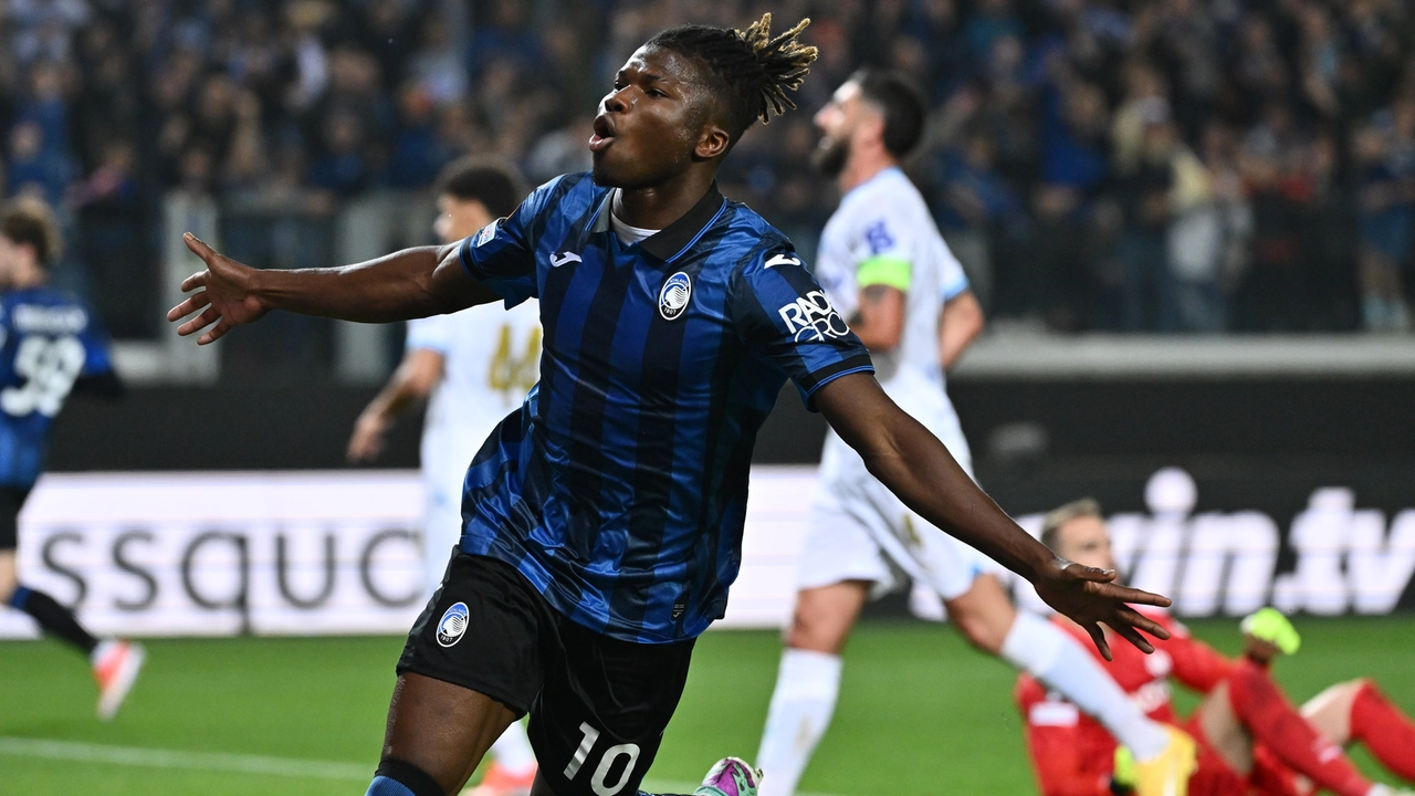 El Bilal Toure' (Atalanta) esulta dopo il gol del 3 a 0 contro l'Olympique Marsiglia El Bilal Toure' (Atalanta) esulta dopo il gol del 3 a 0 contro l'Olympique Marsiglia