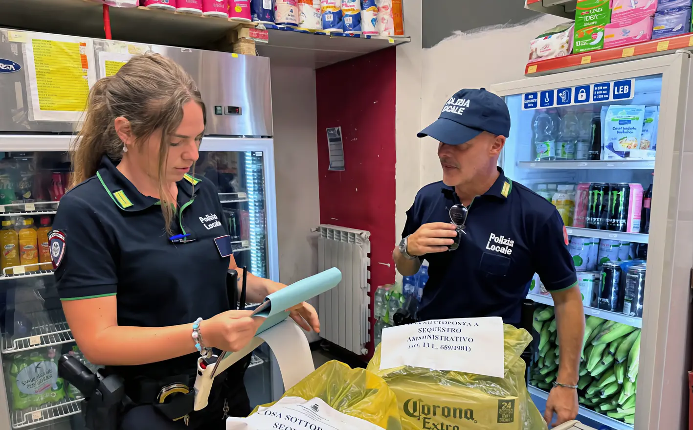 Blitz degli agenti nei minimarket: sequestrate 700 bottiglie di alcolici