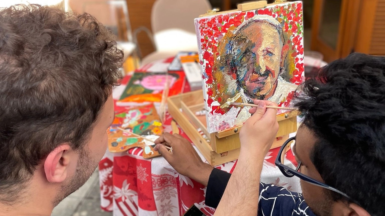 Alessandro, giovane artista autistico, insieme al suo maestro d’arte Akila ha voluto rappresentare il Papa nel giorno della sua scomparsa