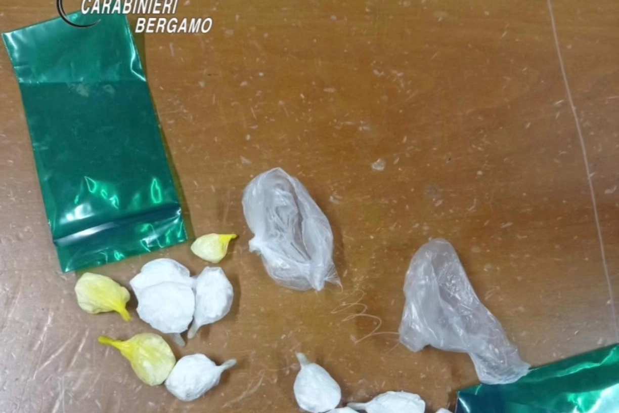 Lo stupefacente gettato dall'auto in corsa dal 33enne poi arrestato (foto dei carabinieri)