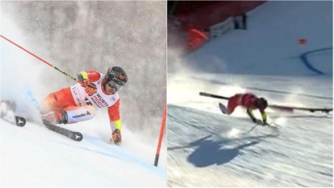 Gino Caviezel il primo a scendere nel SuperG di Bormio ha inforcato prima del salto di San Pietro ed è scivolato lungo il muro a circa 100 chilometri orari Gino Caviezel il primo a scendere nel SuperG di Bormio ha inforcato prima del salto di San Pietro ed è scivolato lungo il muro a circa 100 chilometri orari