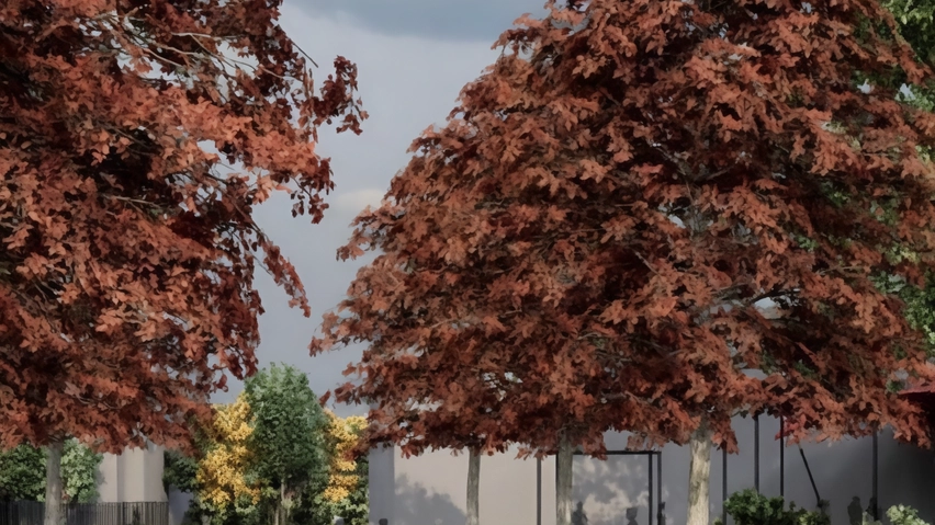 Un rendering della nuova piazza Un rendering della nuova piazza