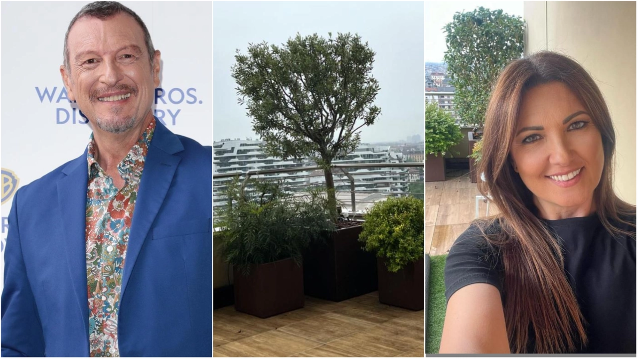 Amadeus, la moglie Giovanna Civitillo e la vista dell'appartamento a Citylife Amadeus, la moglie Giovanna Civitillo e la vista dell'appartamento a Citylife