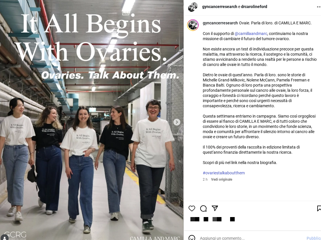 Ovaries. Talk about them (Profilo Instagram gyncancerresearch)