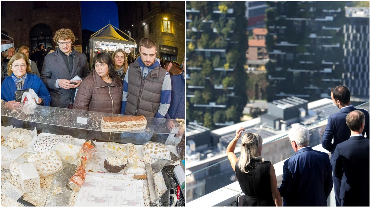 Una precedente edizione della Festa del Torrone; a destra, veduta da Palazzo Lombardia Una precedente edizione della Festa del Torrone; a destra, veduta da Palazzo Lombardia