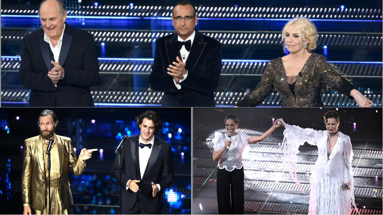 Alcuni momenti della prima serata del Festival di Sanremo Alcuni momenti della prima serata del Festival di Sanremo