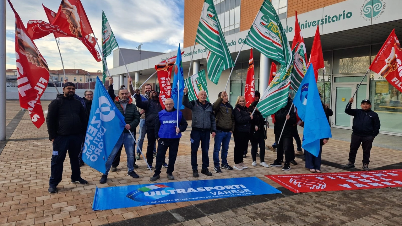 Il sit in dei lavoratori in uscita da Papalini e Sistema Log venerdì 24 gennaio davanti all'ospedale di Circolo di Varese Il sit in dei lavoratori in uscita da Papalini e Sistema Log venerdì 24 gennaio davanti all'ospedale di Circolo di Varese