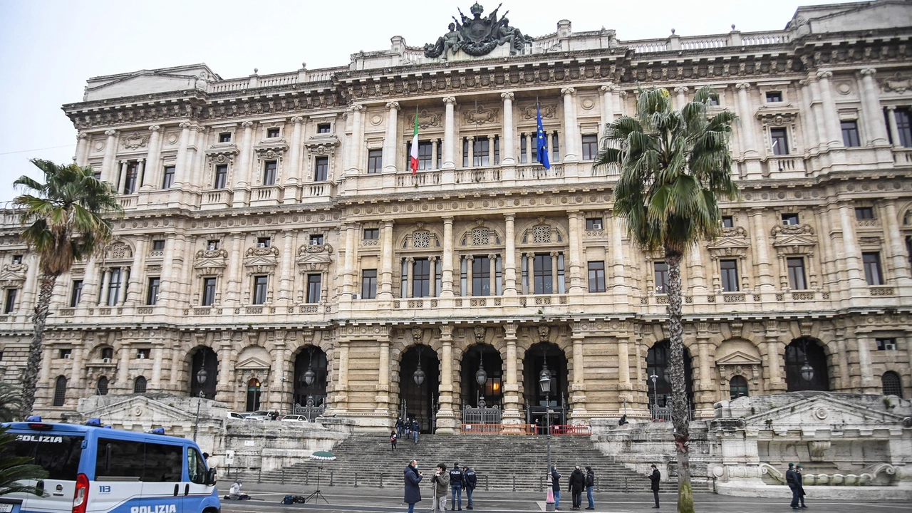 Esterno del Palazzo di Giustizia, sede della Corte suprema di cassazione, durante la cerimonia per l'apertura dell'anno giudiziario 2021, Roma 29 gennaio 2021. ANSA/ALESSANDRO DI MEO
