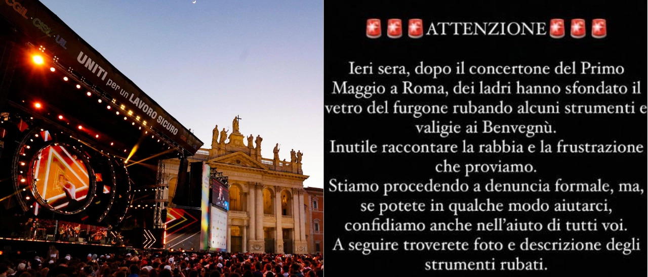 Furto ai Benvegnù dopo il Concertone del Primo Maggio: “Furgone sfondato, ci hanno rubato gli strumenti. Proviamo rabbia e frustrazione”