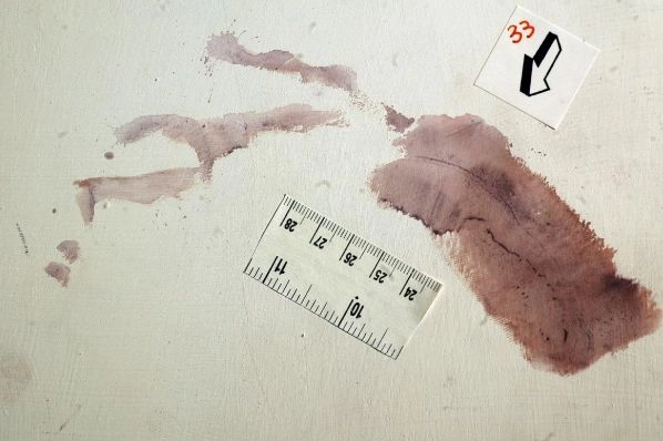 L'impronta 33 repertata sul muro di casa Poggi