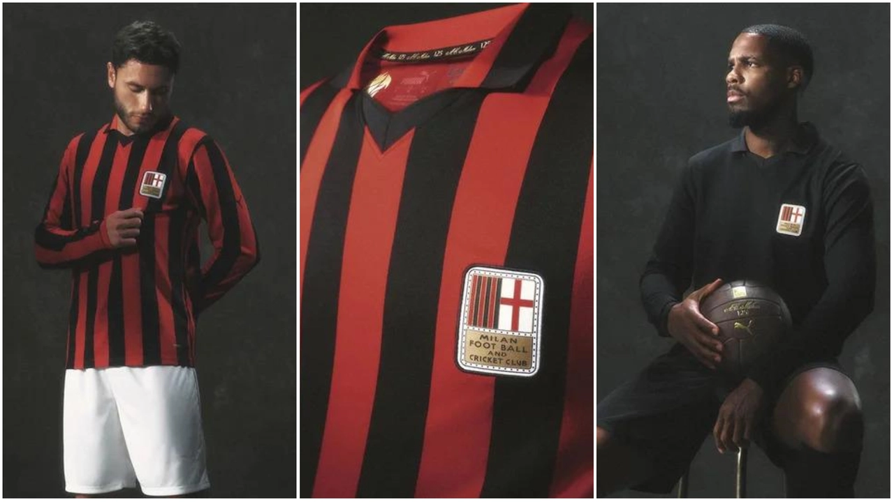 Il capitano Davide Calabria con indosso la maglia, il dettaglio dello stemma, Mike Maignan con il kit del portiere (acmilan.com) Il capitano Davide Calabria con indosso la maglia, il dettaglio dello stemma, Mike Maignan con il kit del portiere (acmilan.com)