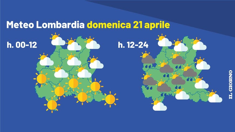 Previsioni meteo per domenica 21 aprile 2024 dal bollettino meteo di Arpa Lombardia