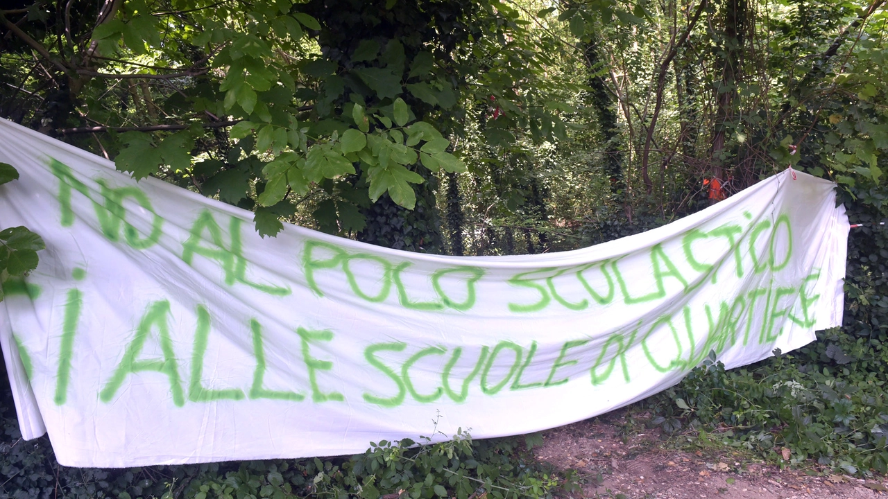 Lo striscione del Comitato Salviamo gli alberi, che continua a chiedere di rinunciare alla realizzazione di un nuovo edificio in via Curtatone e di destinare il finanziamento ricevuto a risistemare le sedi già esistenti Lo striscione del Comitato Salviamo gli alberi, che continua a chiedere di rinunciare alla realizzazione di un nuovo edificio in via Curtatone e di destinare il finanziamento ricevuto a risistemare le sedi già esistenti