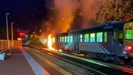 Incendio su un treno a Sale Marasino (Foto Facebook Dario Balotta)