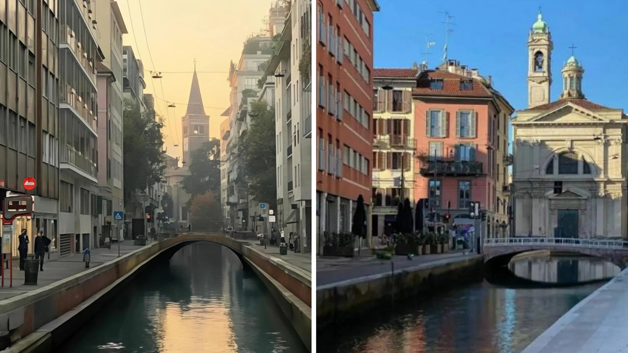 A sinistra, il naviglio su Via Fatebenefratelli. A destra, via Molino delle Armi col naviglio A sinistra, il naviglio su Via Fatebenefratelli. A destra, via Molino delle Armi col naviglio