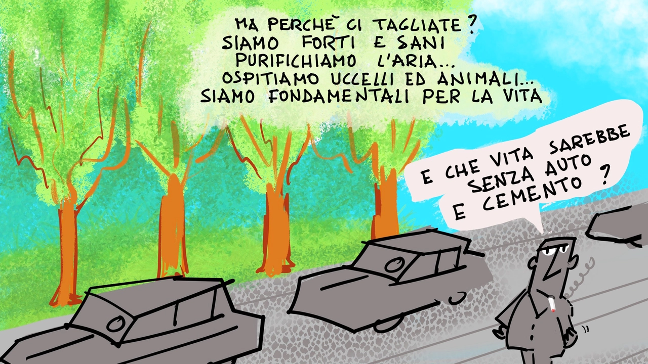 A sinistra il celebre cartoonist bergamasco Bruno Bozzetto A destra uno dei cartelli affissi da residenti Legambiente e Lipu A sinistra il celebre cartoonist bergamasco Bruno Bozzetto A destra uno dei cartelli affissi da residenti Legambiente e Lipu